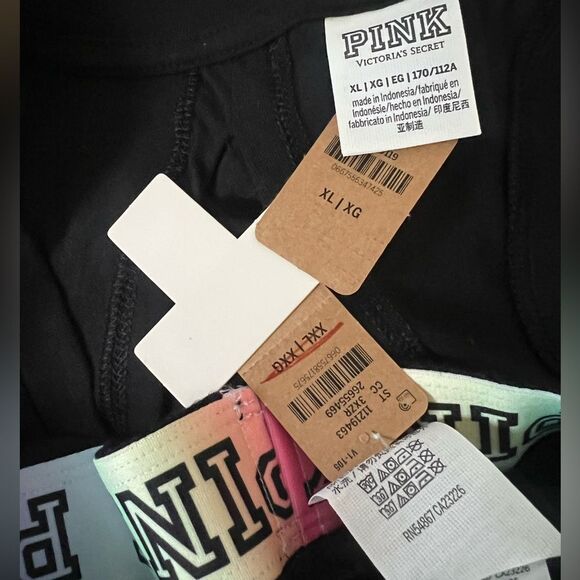 Victorias Secret Pink Set oversized Tank top XL & logo waist shorts black XXL - Picture 6 of 9